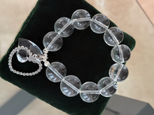 Load image into Gallery viewer, Sterling silver double heart pavé bracelet with Swarovski crystal charm