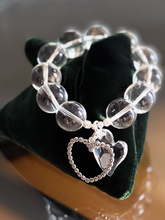Load image into Gallery viewer, Sterling silver double heart pavé bracelet with Swarovski crystal charm