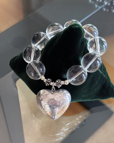 VINTAGE LARGE ETCHED PUFFED HeART