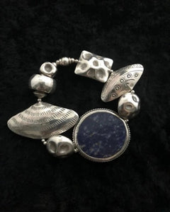 Handmade Lapis and Fine Silver Bracelet